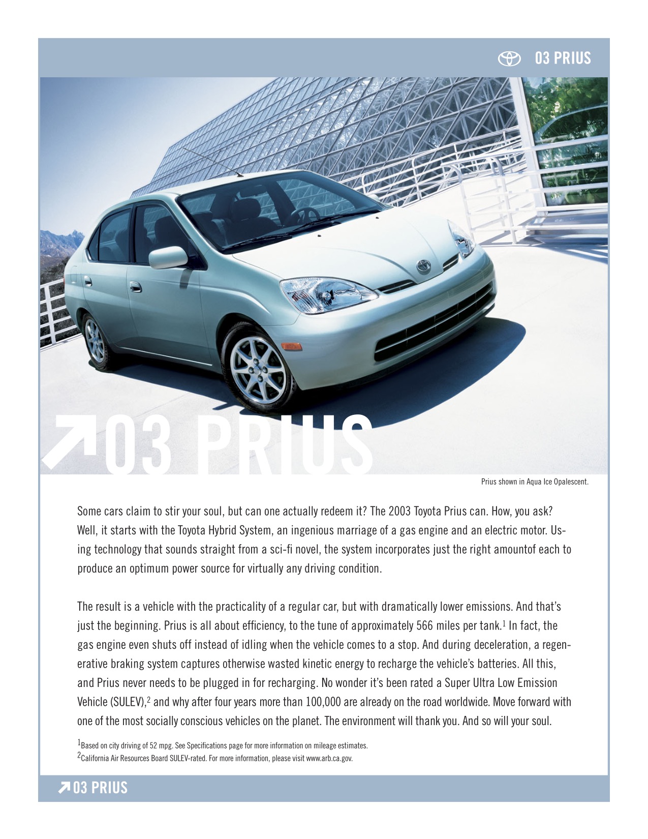 2003 Toyota Prius Brochure Page 1